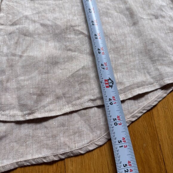 J. Mclaughlin Size L Beige Linen Long Sleeve Button-Down Lagenlook Dress - Picture 5 of 16